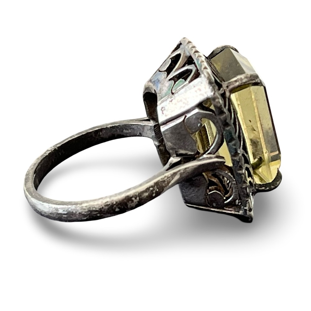 Vintage 1920s Art Deco Yellow Citrine Ring Size 7.25 - Picture 5 of 6